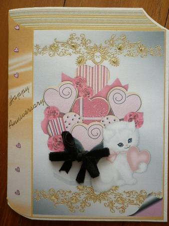 Gold Folded Book with Hearts and a Cute Fluffy Cat by Marion West