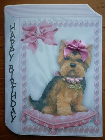 Little Yorkshire Terrier on a Cushion Folded Book by Marion West