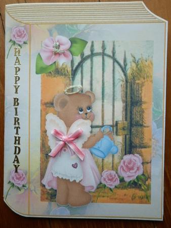Angel Teddy in Rose Garden , Folded Book by Marion West