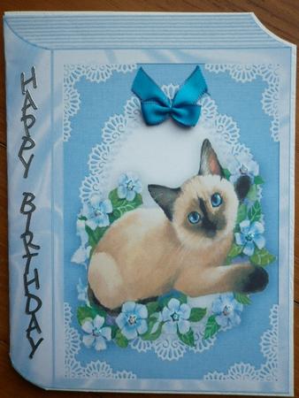 Siamese Cat with Flowers in Lace Frame Folded Book by Marion West