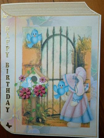 Little Bonnet Girl with Blue Birds Folded Book by Marion West