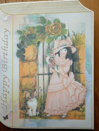 Vintage Lady with Kitten in Rose Garden Folded Book by Marion West