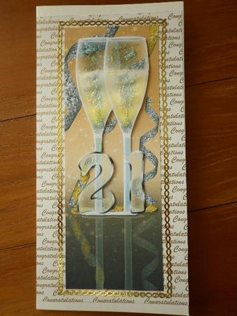 21st Birthday Card Front with Champagne by Marion West