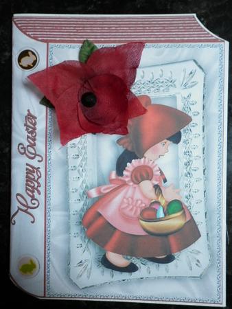 Little Girl in Red Bonnet and Red Rose Folded Book by Marion West