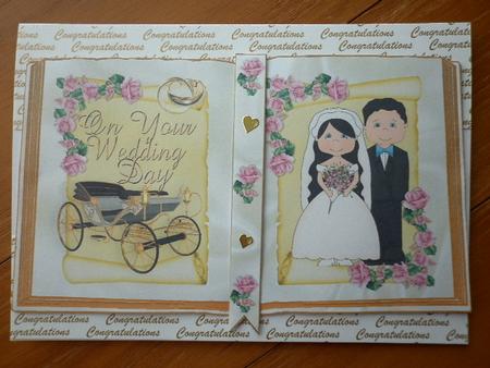 Wedding Couple on a Scroll with Carriage Open Book A4 by Marion West
