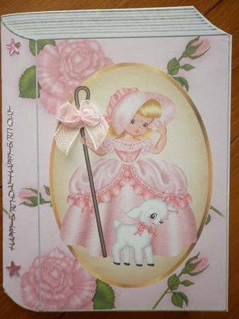 Bo Peep with Her Little Lamb in Peach with Roses Folded Book by Marion West
