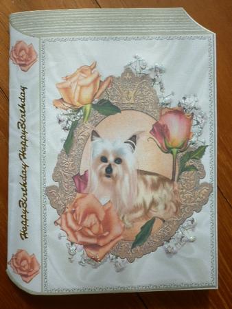 Cute Yorkie in Frame of Roses Folded Book by Marion West