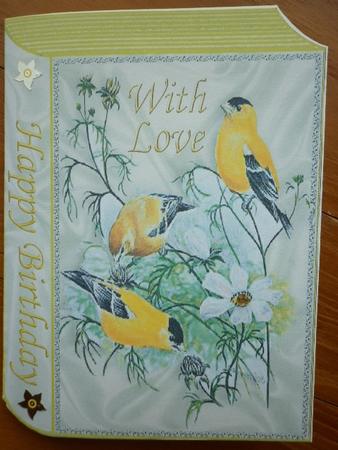 Pretty Yellow Birds with Flowers on a Folded Book by Marion West
