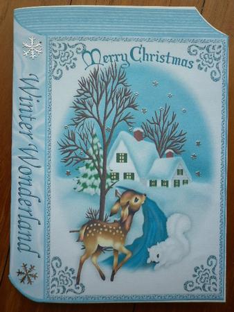 Little Deer and White Squirrel in Snow Scene Folded Book by Marion West