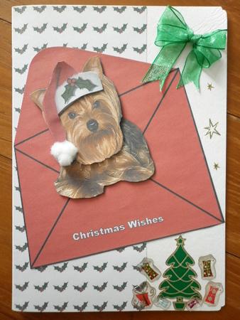 Yorkshire Terrier Christmas 3D Decoupage by Marion West