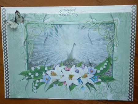 White Peacock Wavy Side Stacker Card by Marion West