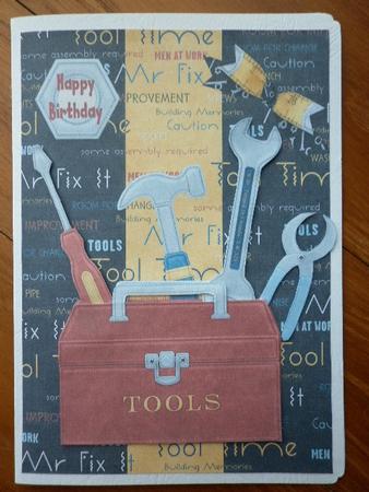Tool Box Birthday, Fathers Day, Good Luck,pocket Card Topper by Marion West