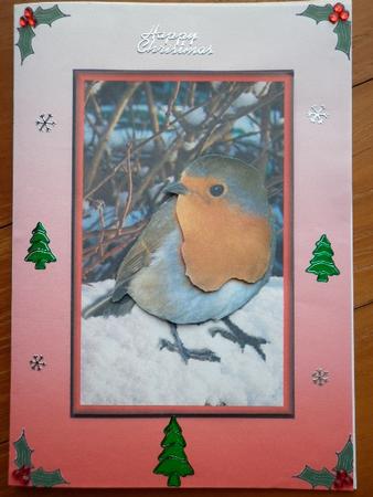 Robin Christmas Card Front with 3D Decoupage by Marion West