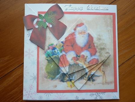 Santa & Cute Little Reindeer, Twisted Pyramids by Marion West
