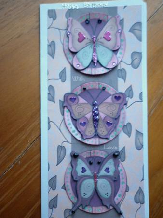 Beautiful Butterflies with Love Decoupage Card - Dusky Pink by Marion West