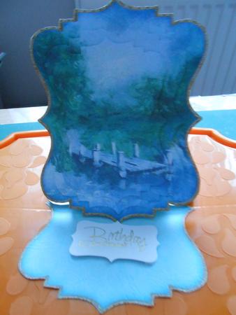 Tranquil Pond Shaped Easel Card by Marion West
