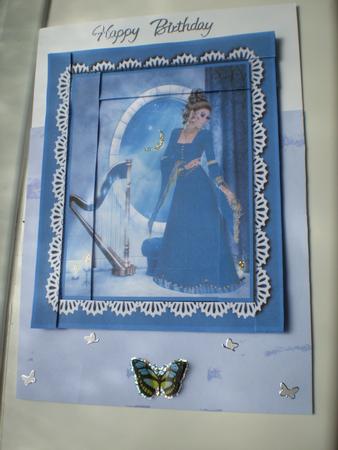 Lady with Harp Spiral Edge Stacker by Marion West