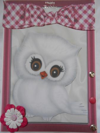 Little White Owl with Roses in Bow Frame by Marion West