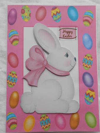 Easter Bunny with Pink Bow in Egg Frame by Marion West