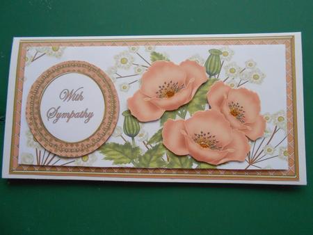Peach Poppies in Sympathy Dl Decoupage Topper by Marion West