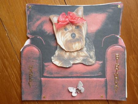 Yorkshire Terrier Valentines Chair 3D Decoupage by Marion West