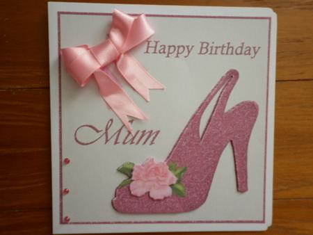 Pink Shoe Rose and Bow Mum by Marion West