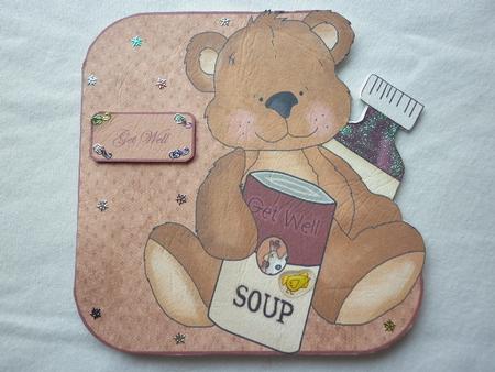 Teddy Get Well Soup Over the Edge Card by Marion West