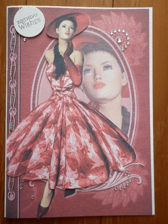 1950's Lady in Red Fashion Reflections Decoupage by Marion West