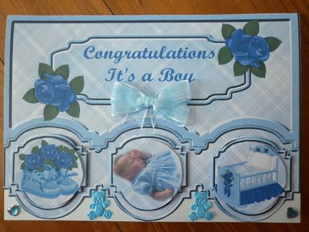 It's a Boy Scalloped Edge Card Front by Marion West