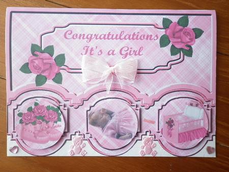 It's a Girl Scalloped Edge Card Front by Marion West