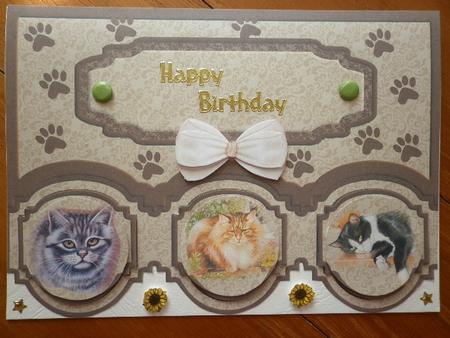 Cats Scalloped Edge Card Front by Marion West