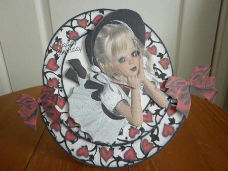 Little Girl in Bonnet in Heart Rocker Card by Marion West