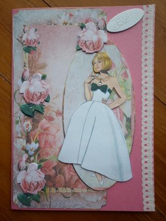 Lady with Summer Rose Blooms Card with Topper by Marion West