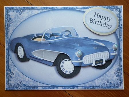 Blue Chevrolet Corvette + Decoupage by Marion West