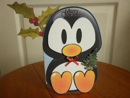 Baby Penguin Shaped Card 8 x 8 by Marion West