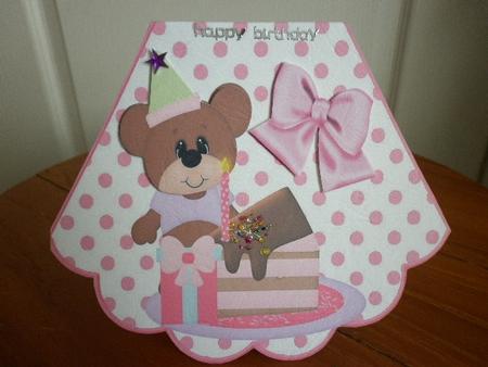 Teddy Bear with Birthday Cake Rocker Card by Marion West