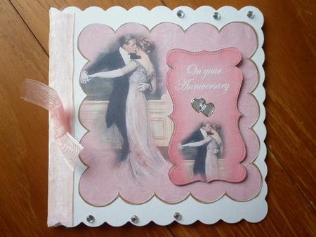 Dancing Couple Pink Your Anniversary 8in Scallop Topper by Marion West