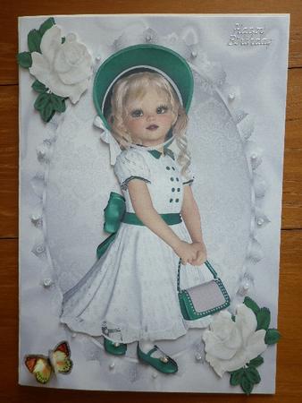 Sweet Girl with Satin & Lace and White Roses by Marion West