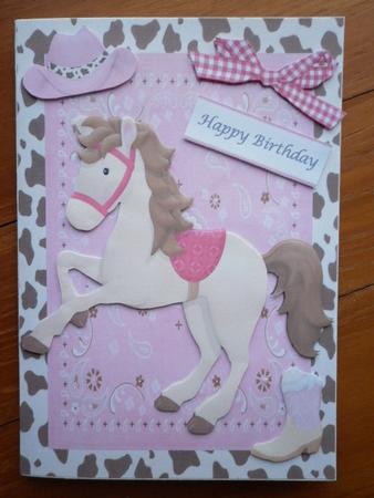 Beautiful Cream Horse with Hot Pink Saddle by Marion West