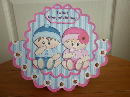 Twin Boy and Girl Wobble Card by Marion West