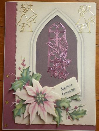 Pink Poinsettia A5 Quick Card Ink-saving Mini Kit by Marion West