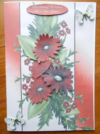 Ruby Red Flower Cluster Birthday Step by Step Card by Marion West