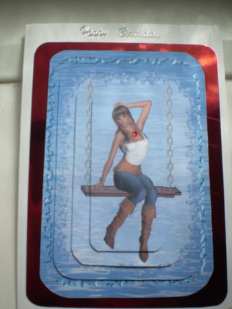 Girl with Red Streaks on Swing Pyramid by Marion West