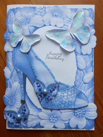 Denim Blue! with Pretty Shoe in Flower Frame by Marion West