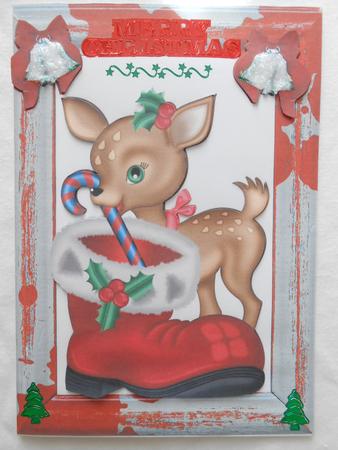 Reindeer with Santa Boot & Candycane by Marion West