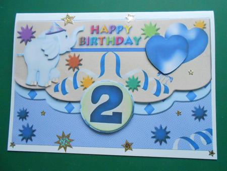 Scalloped Elephant Fun Happy Birthday for 2yrs (#2) by Marion West