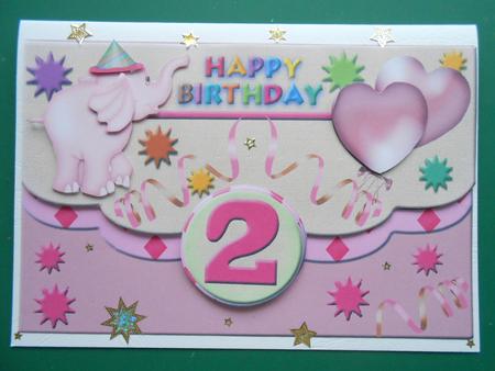 Scalloped Elephant Fun Happy Birthday for 2yrs (#3) by Marion West