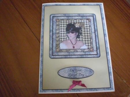 Pretty as a Picture Card Front with Pyramage by Marion West