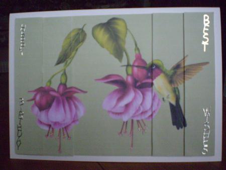 Hummingbird and Fushia Side Stacker by Marion West