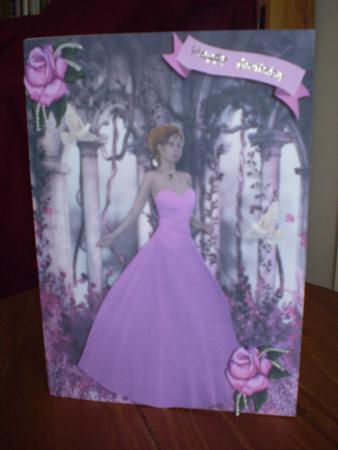 Pretty Lady in Pink Gown, with Pink Roses by Marion West